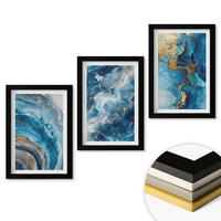 WANDBILDER 3er-Set - 20x30 cm Schwarzer Rahmen - Blaue abstrakte Muster - Schwarz, Kunststoff (20/30cm) - ArtPrintCave
