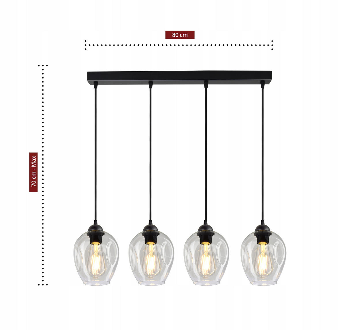 PENDELLEUCHTE Hegel - Transparent/Schwarz, Glas/Metall (15/65/80cm) - kiki design