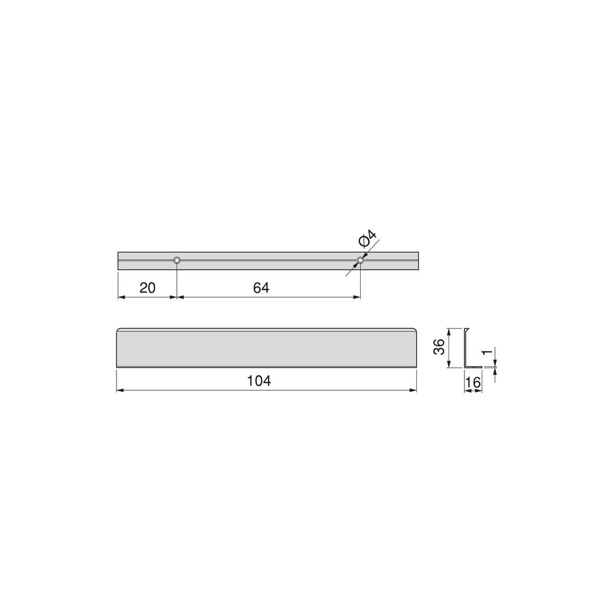 MÖBELGRIFFE Setubal, L104mm, 64mm Achsenabstand, Aluminium, matt eloxiert 10er-set - Dunkelgrau, Metall (1.6/4/10.4cm) - EMUCA
