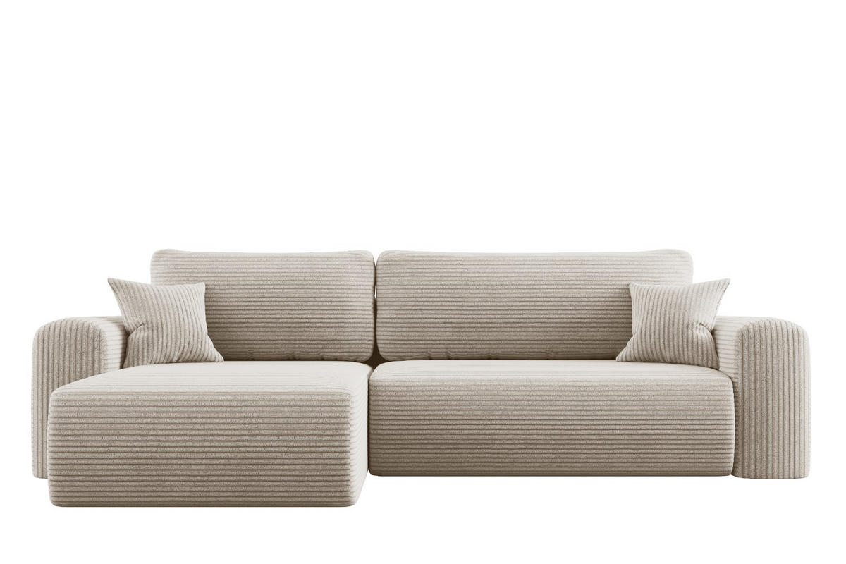 ECKSOFA Mit Schlaffunktion und Stauraum für Bettzeug Capri Stoff Poso Beige Links - Beige, Holz/Textil (145/272cm) - Kaiser Möbel