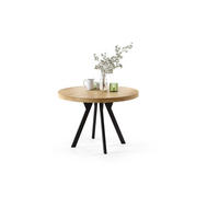 ESSTISCH rund Eiche Gold - Schwarz matt ausziehbar - Eichefarben/Schwarz, Holzwerkstoff (110/110/77.5cm) - designimpex