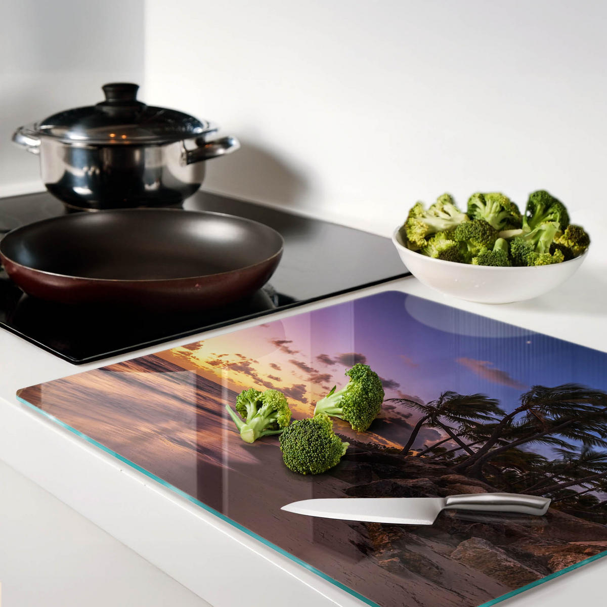 GLASPLATTE 60x52 cm Sonnenstrand - Gelb, Glas (60/0.4/52cm) - TULUP