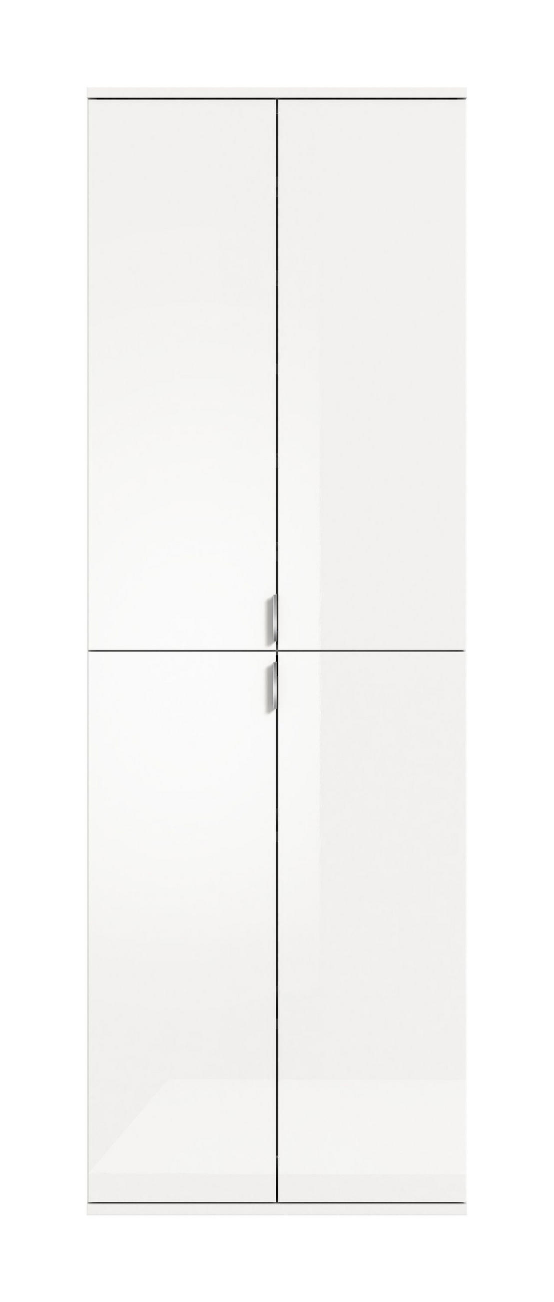 HOCHSCHRANK Projekt X Garderobe in weiß Nachbildung und weiß hochglanz B/H/T: 61x193x34 cm - Weiß, Holzwerkstoff (61/193/34cm)