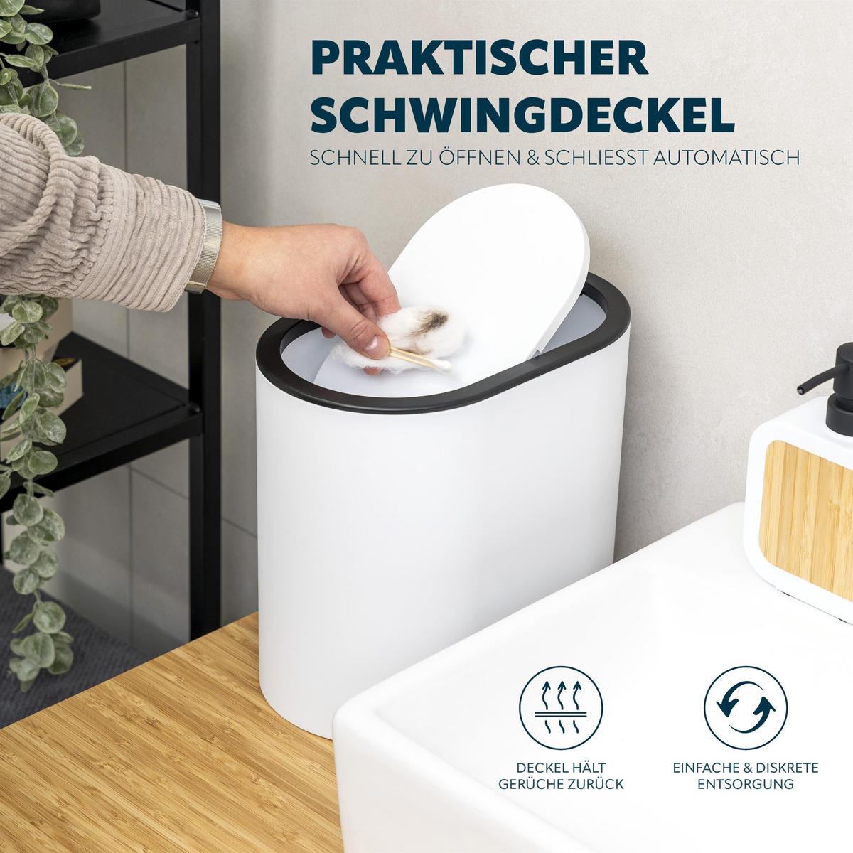 KOSMETIKEIMER, weiß - Weiß, Kunststoff (25.5/24.5/16.5cm) - eluno