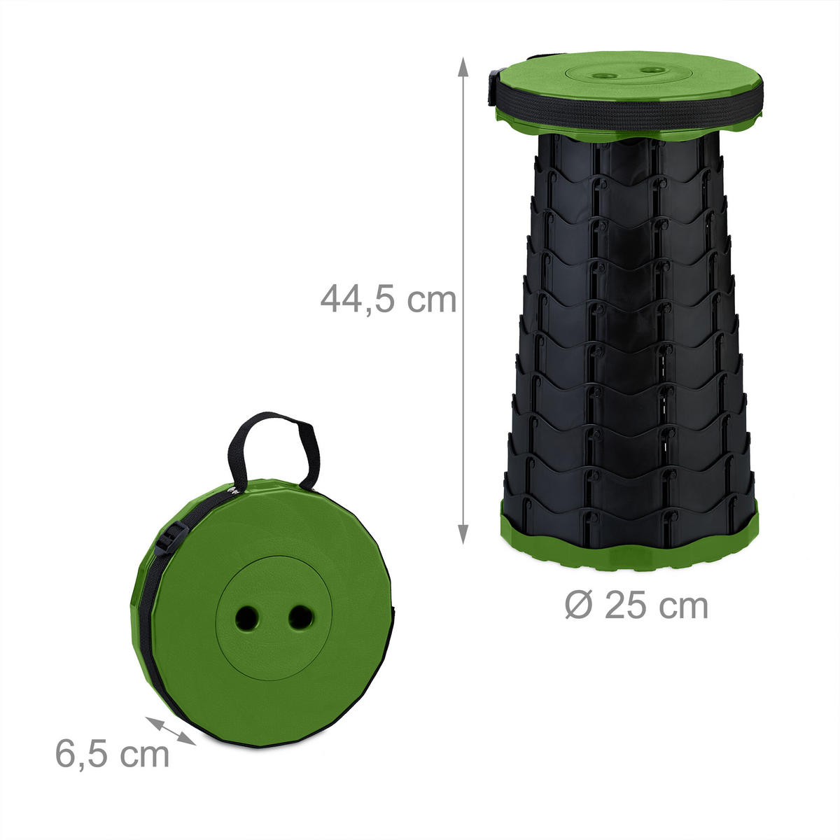 TELESKOPHOCKER - Schwarz, Kunststoff (25/44.5/25cm) - Relaxdays