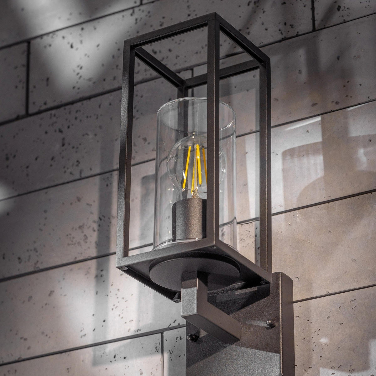 AUSSENWANDLEUCHTEE Schwarz E27 Klarer Diffusor IP54 - Schwarz, Metall (11/34/15.5cm) - CGC Europe