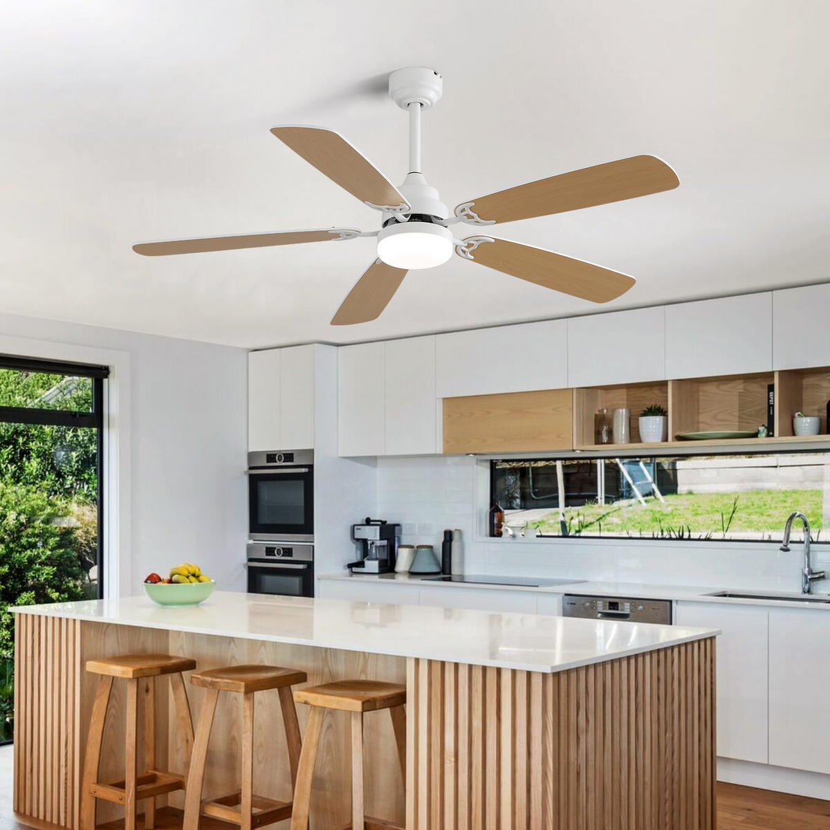 DECKENVENTILATOR 132cm LED Licht 18W Memory Funktion DC Motor - Weiß, Kunststoff (132/132/49cm) - CASIVA