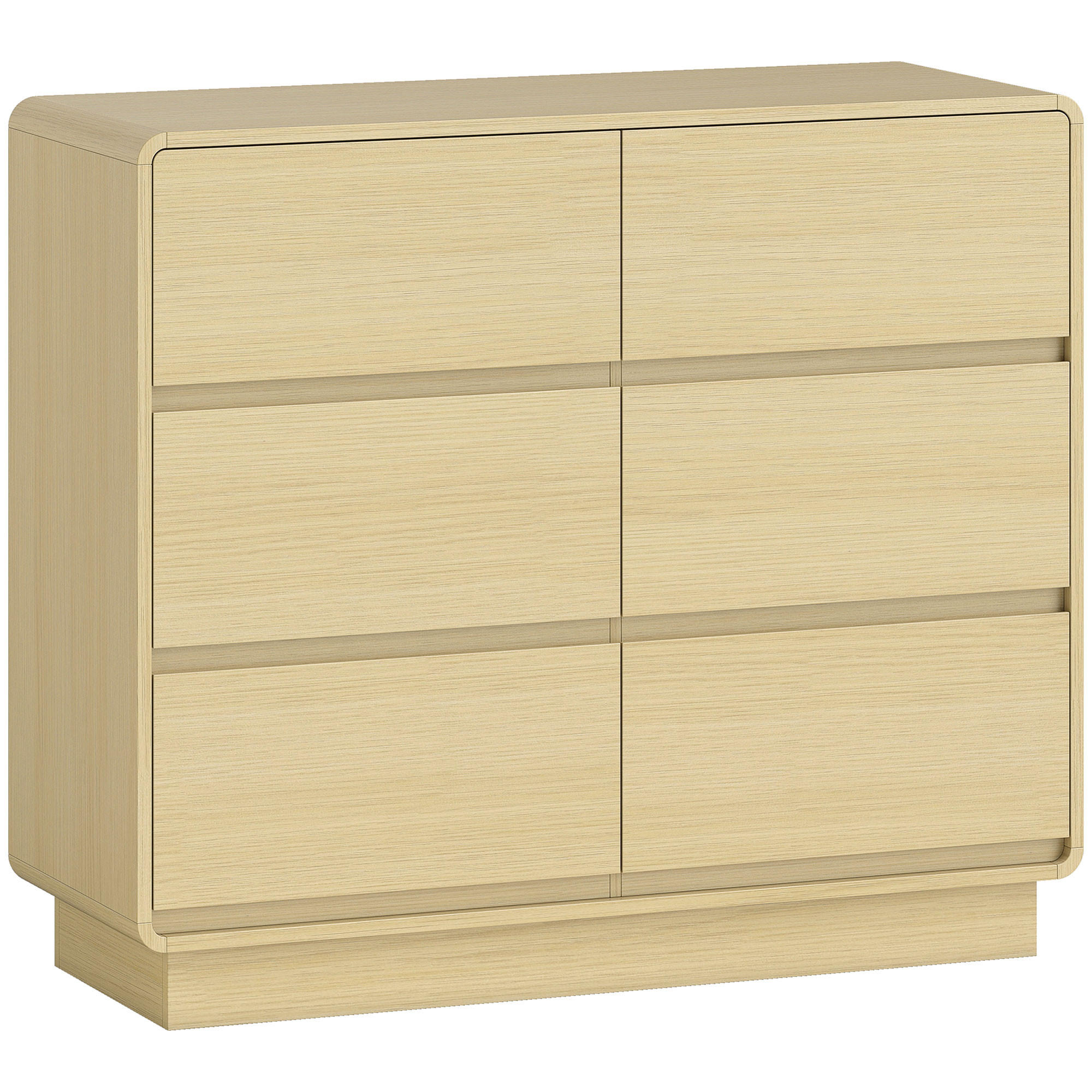 SIDEBOARD, Kommode mit 6 Schubladen, 100 cm Aufbewahrungsschrank Beistellschrank - Naturfarben, Holzwerkstoff (38/86/100cm) - HOMCOM