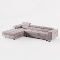 ECKSOFA VEMO CORE PLUS Links Hellrosa Velours-Stoff mit Schlaffunktion und Bettkasten - Pink, Holz/Metall (350/205cm) - Barchello