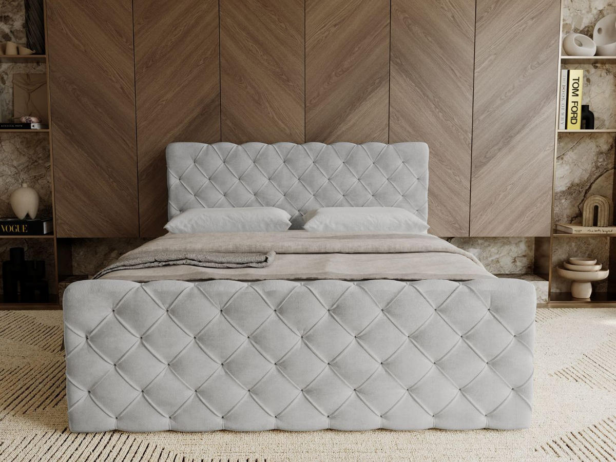 BOXBETT Lunaris 180x200 Hellgrau - Hellgrau, Holz/Textil (180/200cm) - Graingold