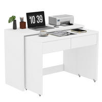 SCHREIBTISCH 2-in-1 Kommode ausziehbar Rollen Holz 1,8cm modern - Weiß, Holzwerkstoff (110/40/78cm) - FLIEKS