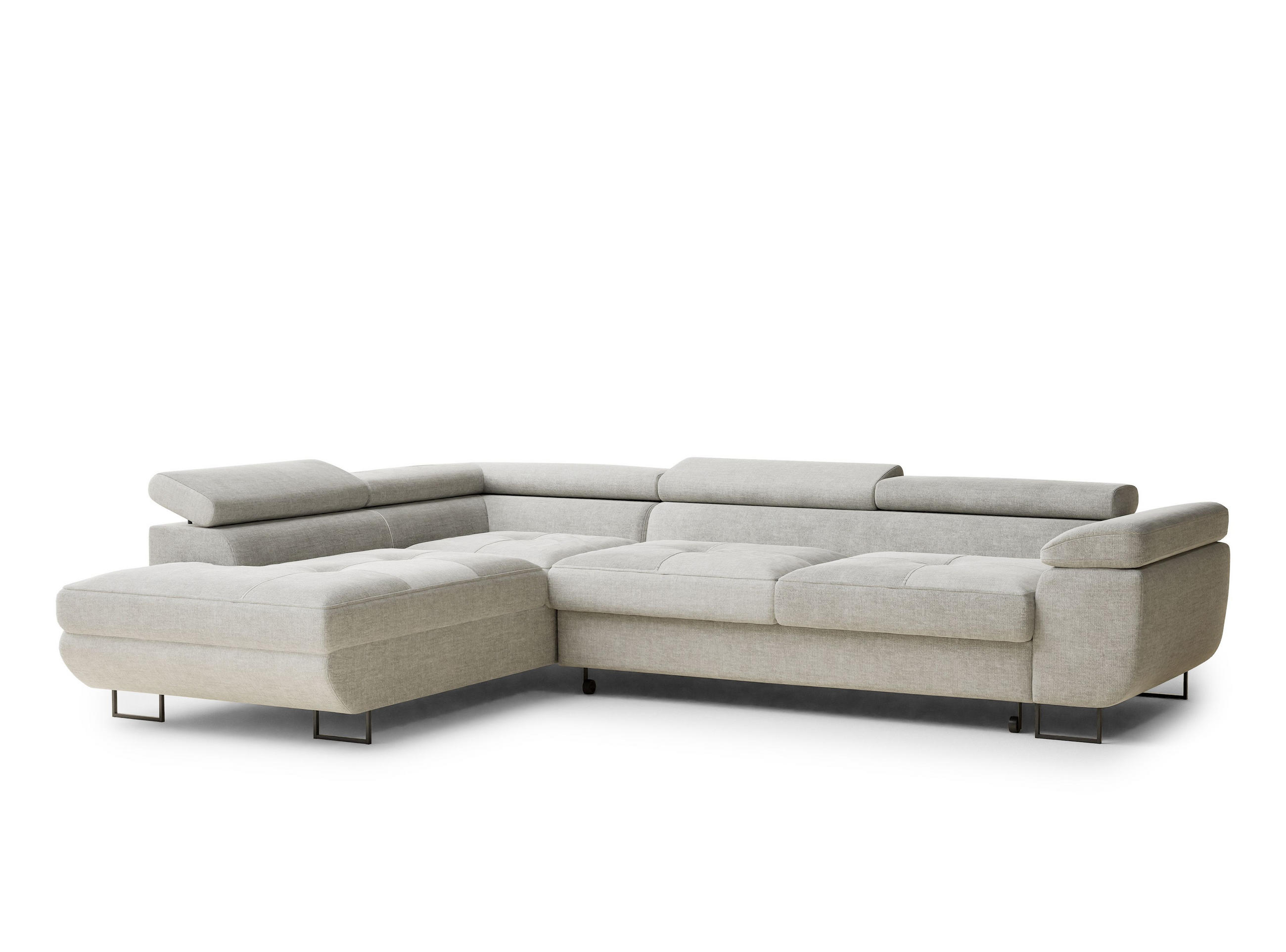 ECKSOFA Concord Grau Chenille-Stoff - Links Seite - Schwarz/Grau, Holz/Holzwerkstoff (203/277cm) - Maison de Reve