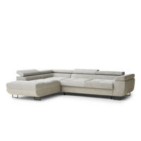ECKSOFA Concord Grau Chenille-Stoff - Links Seite - Schwarz/Grau, Holz/Holzwerkstoff (203/277cm) - Maison de Reve