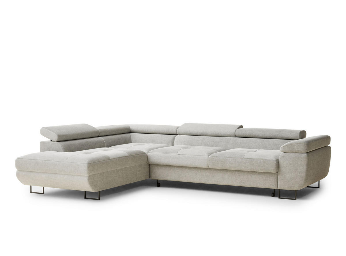 ECKSOFA Concord Grau Chenille-Stoff - Links Seite - Schwarz/Grau, Holz/Holzwerkstoff (203/277cm) - Maison de Reve