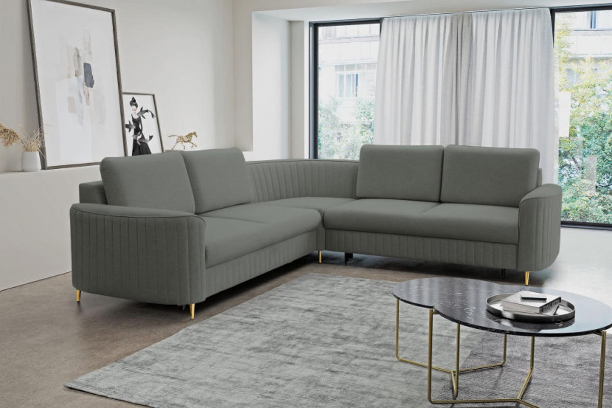 ECKSOFA Grafit LOREN Mit Schlaffunktion Und Bettkasten - Graphitfarben, Textil (251/251cm) - Sepro Meble