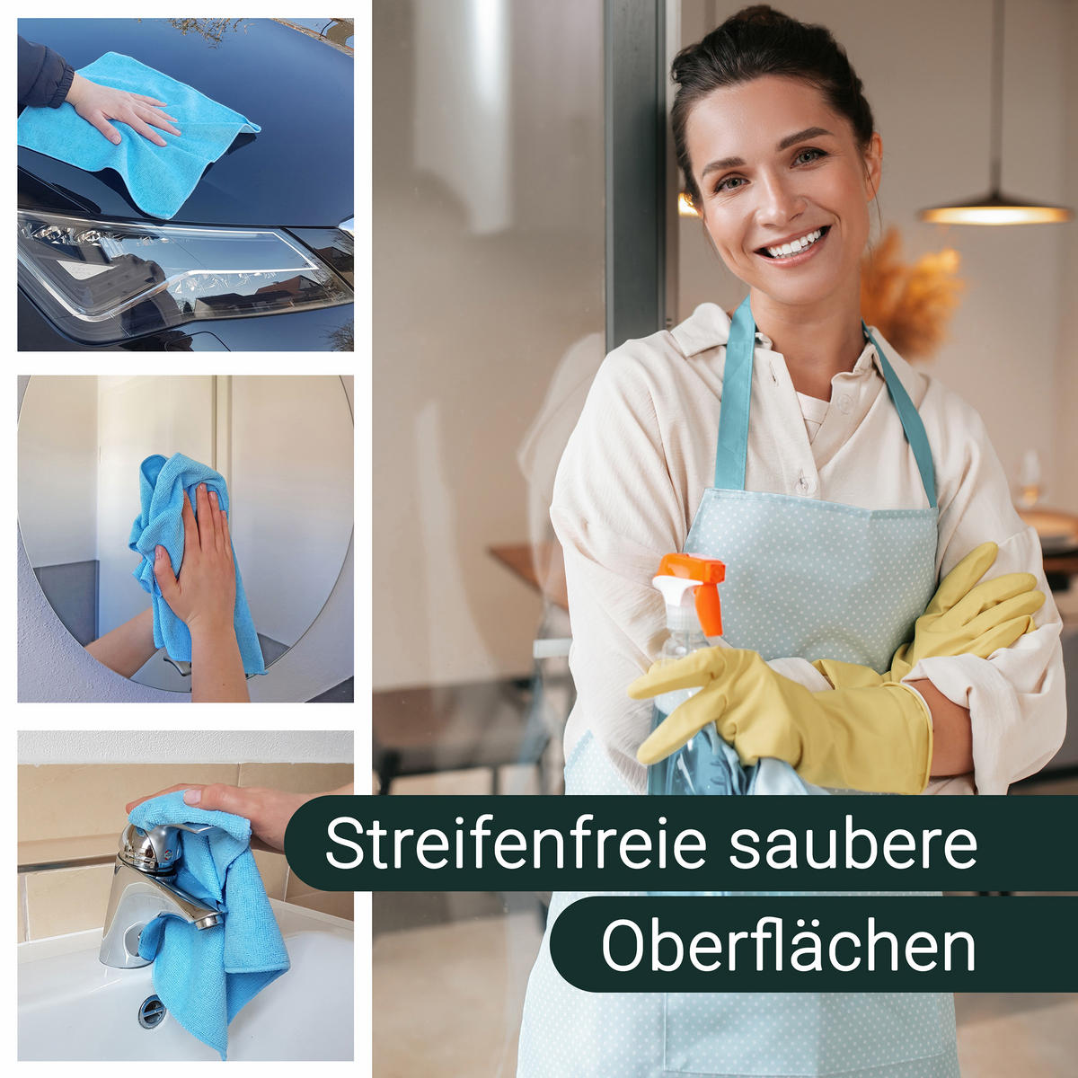 REINIGUNGSTÜCHER, 10er-Set, 32x32 cm, 80% Polyester, 20% Polyamid, farblich sortiert - Blau, Textil (32/32cm) - Zollner