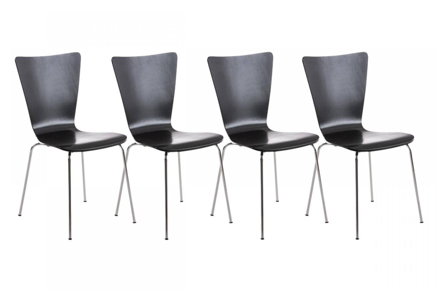 BESUCHERSTUHL 4er Set Holz schwarz - Schwarz, Holz/Metall (43/84/50cm) - CLP