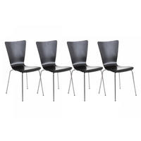 BESUCHERSTUHL 4er Set Holz schwarz - Schwarz, Holz/Metall (43/84/50cm) - CLP