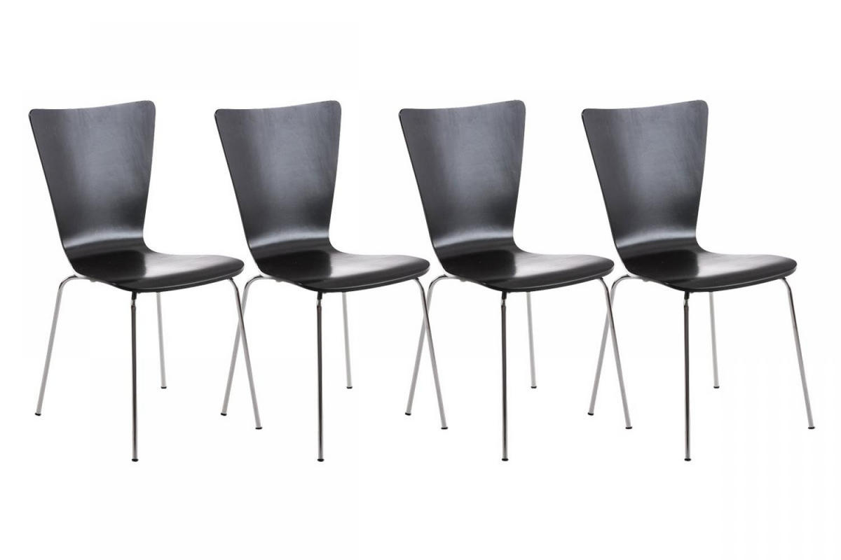 BESUCHERSTUHL 4er Set Holz schwarz - Schwarz, Holz/Metall (43/84/50cm) - CLP