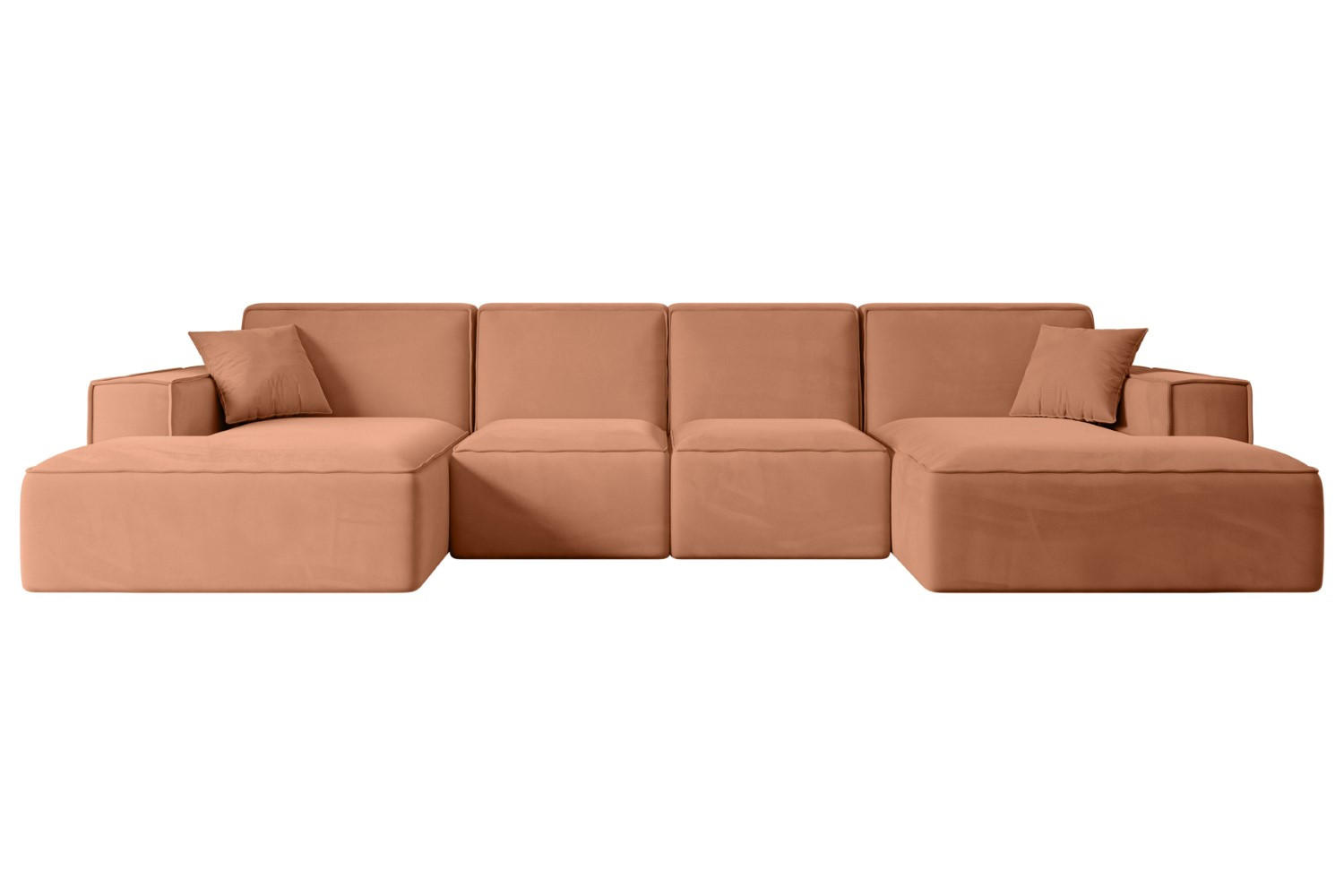 WOHNLANDSCHAFT SIERRA-U - 344x165x73 cm Koralle Velours - Koralle/Schwarz, Holzwerkstoff/Kunststoff (344/73/165cm) - ALTDECOR