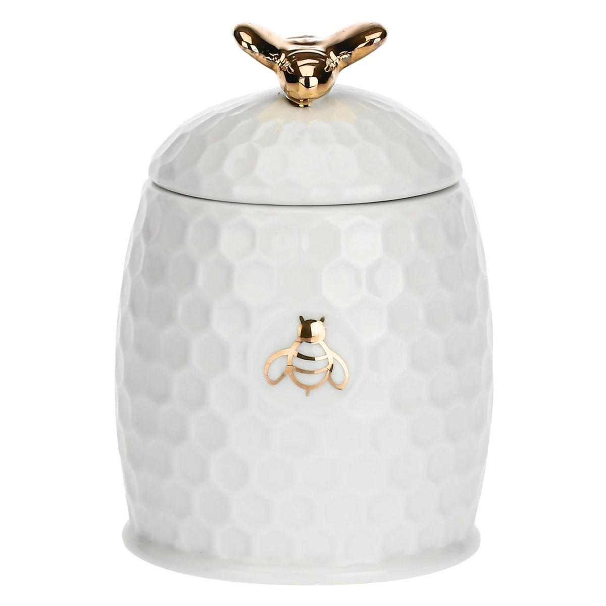 ZUCKERDOSE mit Löffel Gold 10 x 6,5 cm - Multicolor, Keramik (6.5/10cm)