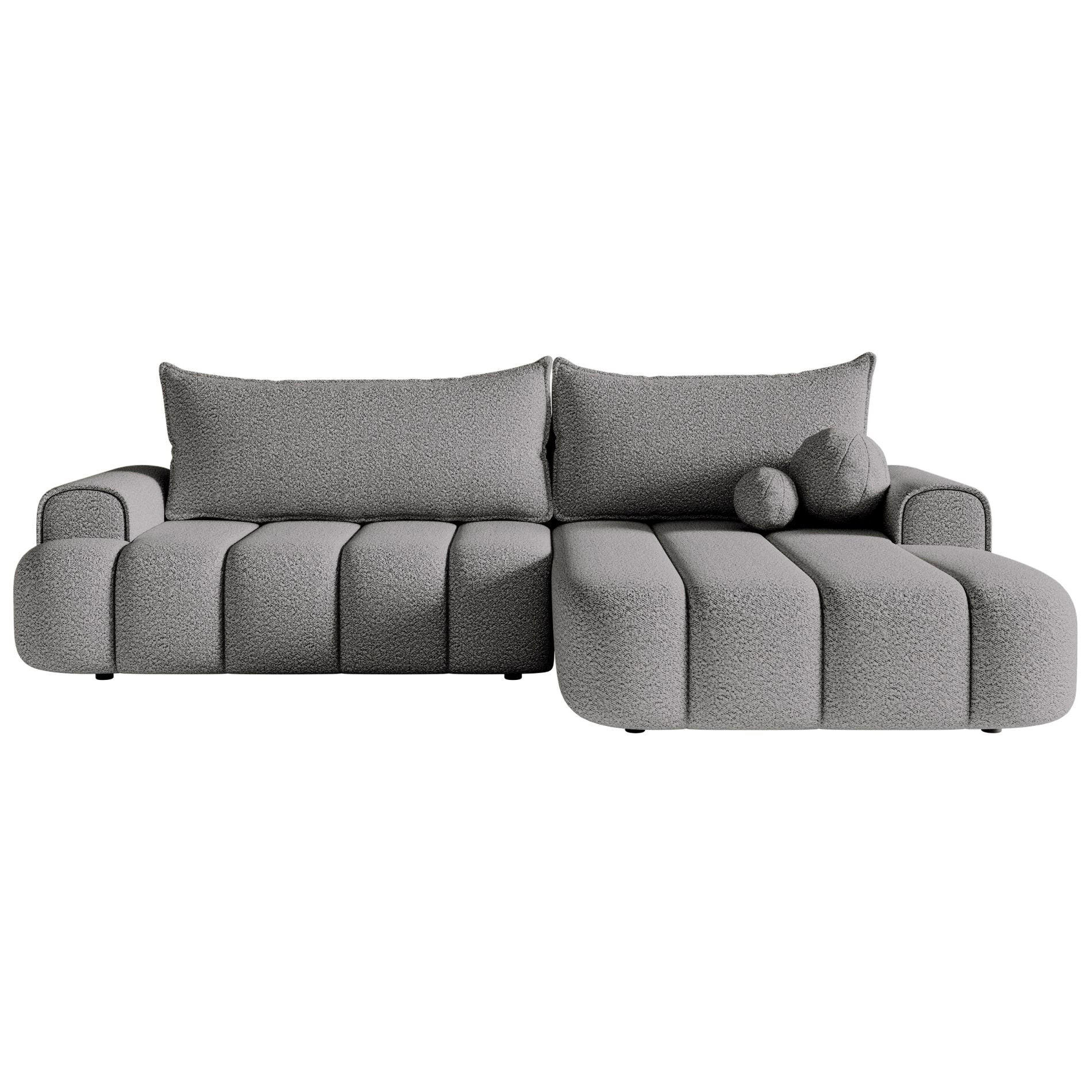 ROHOVÁ POHOVKA Dandelino šedá, s potahem bouclé, pravá - šedá/černá, textil/plast (172/271cm) - Selsey