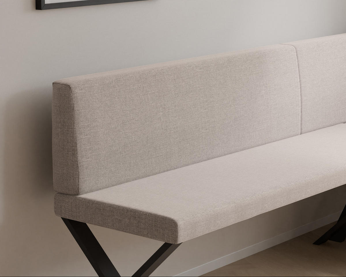 ECKBANK rechts VERO X Webstoff glatt, 142/196 cm Creme - Creme, Textil/Metall (142/196cm) - Idohome