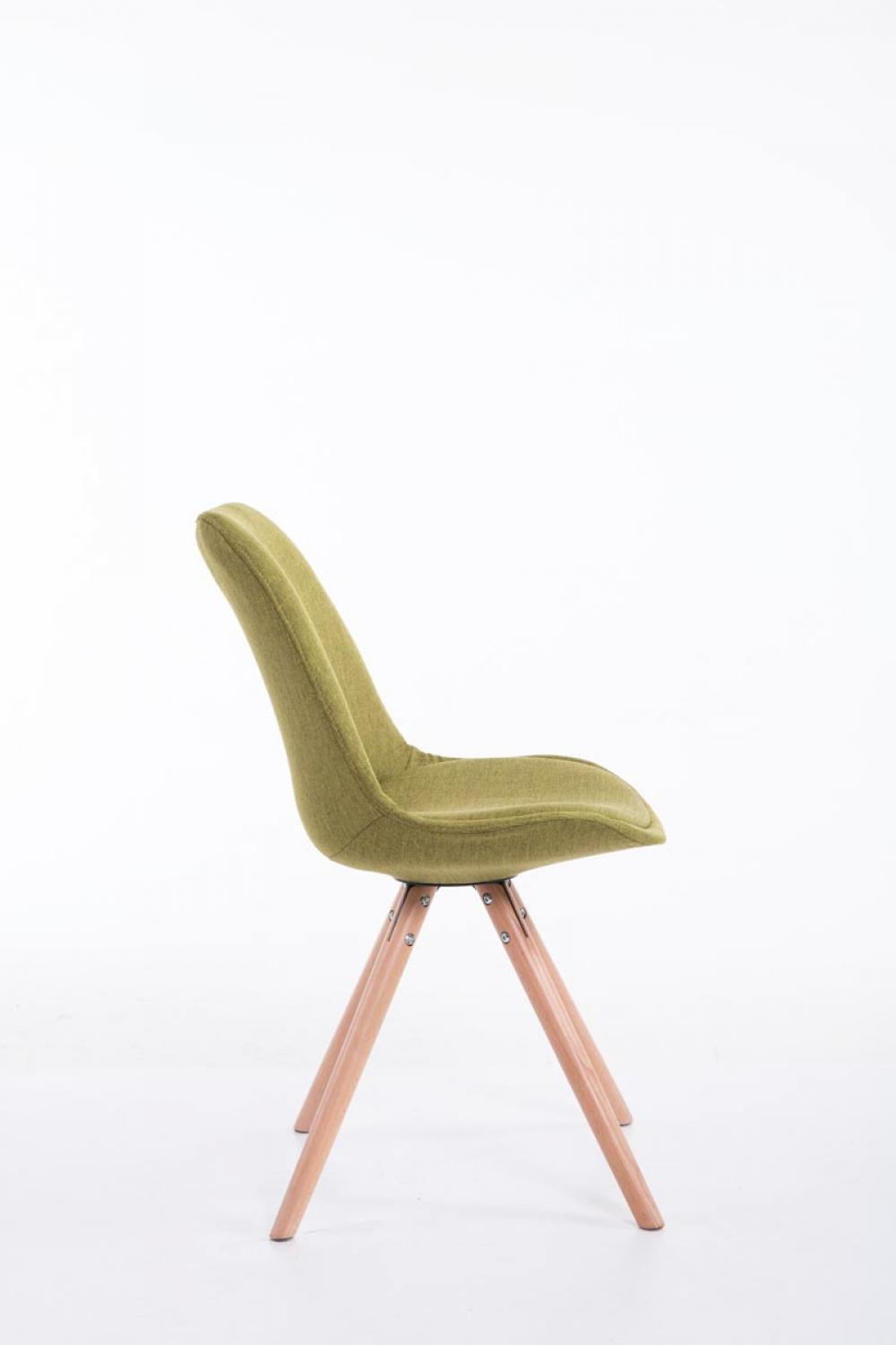 STUHL Stoff grün - Eukalyptusholzfarben/Grün, Holz/Textil (48/84/56cm) - CLP