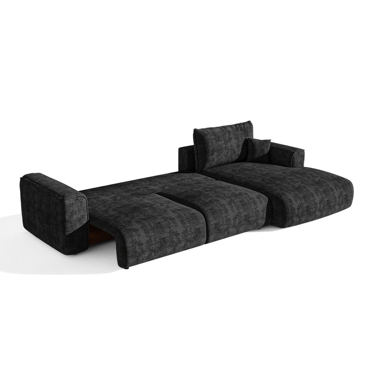 ECKSOFA rechtwinklig COMO Cord Schwarz 297cm - Schwarz, Textil (297/167cm) - Premium Interiors