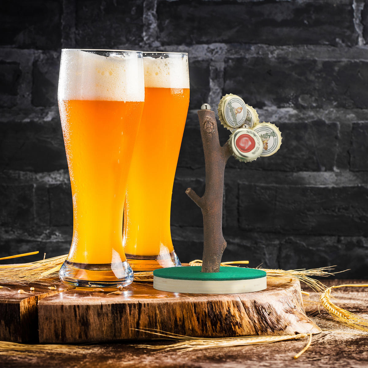 KRONKORKOVÝ strom - viacfarebná, kov/drevo (9/14/9cm) - Relaxdays