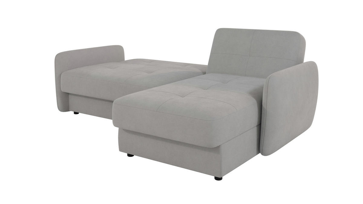 ECKSOFA Lupo Silber Mikrofaser - Silberfarben/Schwarz, Holz/Kunststoff (232/147cm) - S-Style Möbel