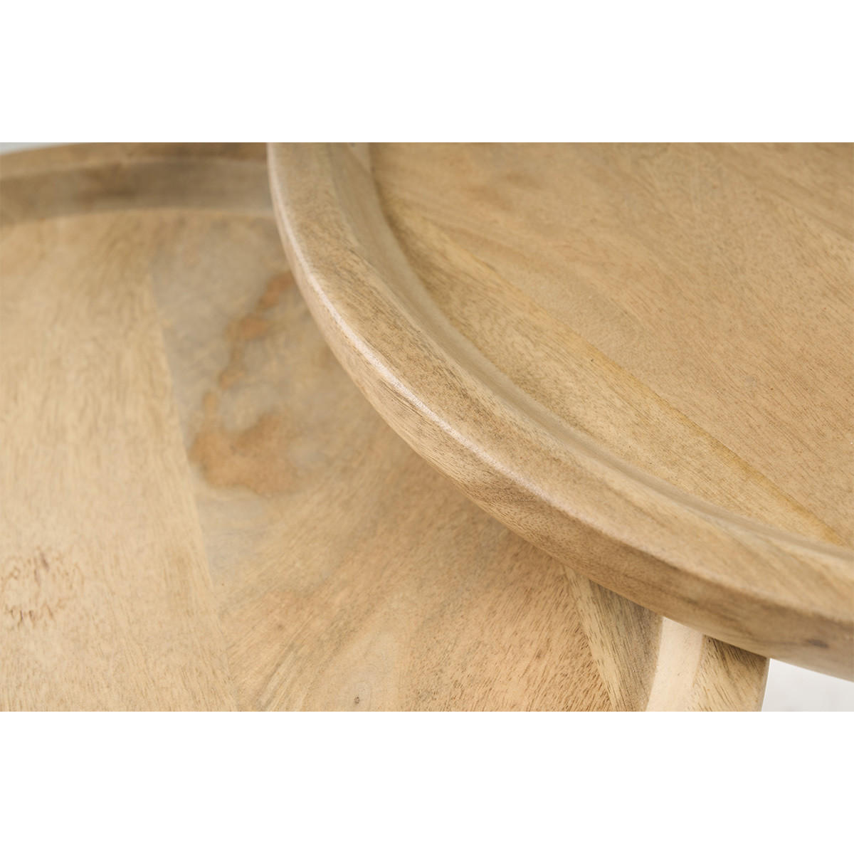 COUCHTISCH Verschachtelt Massiv Mangoholz Metall PYTA - Dunkelbraun, Holz (44/44/43cm) - Miliboo