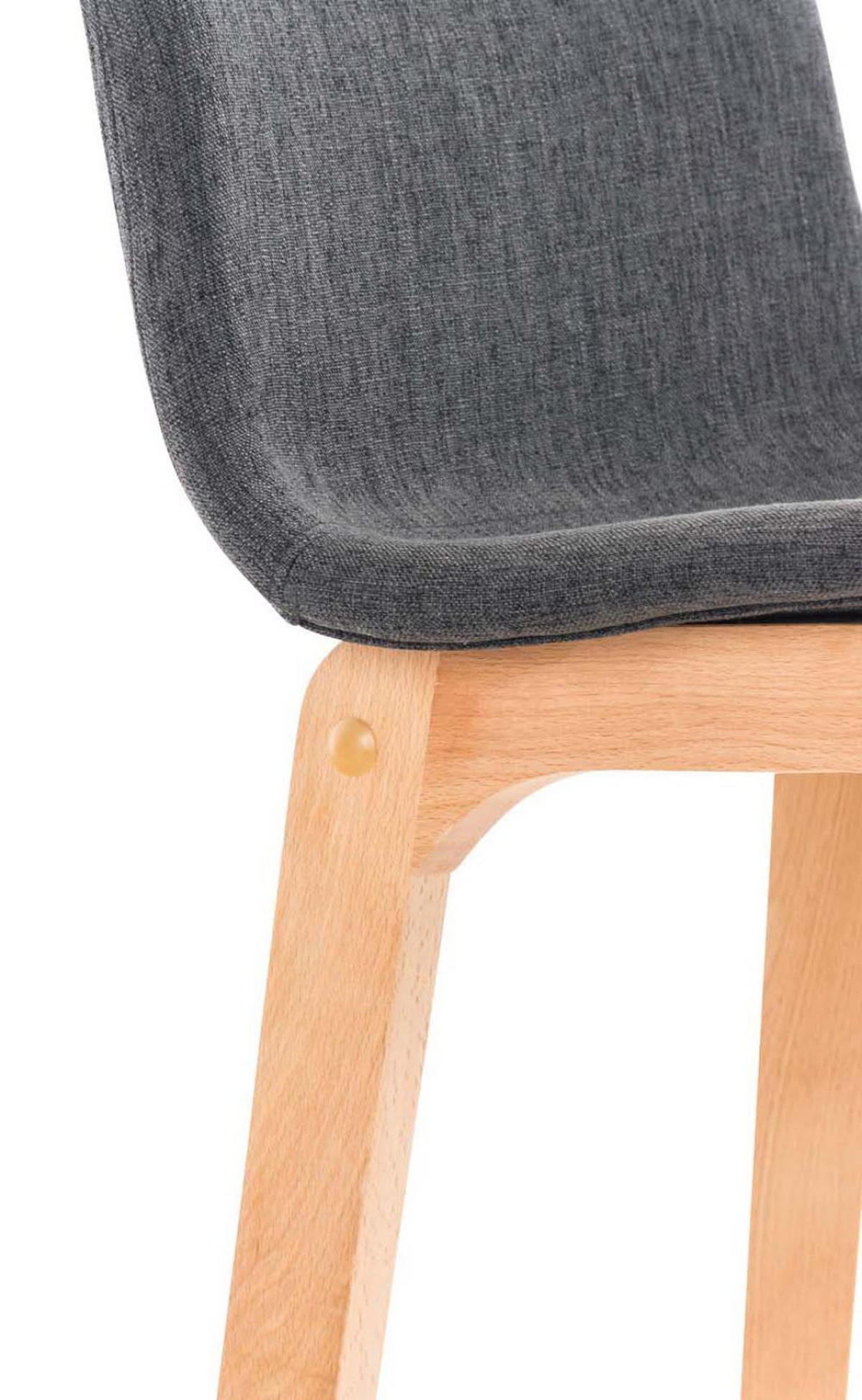 BARHOCKER 2er Set Stoff dunkelgrau - Eukalyptusholzfarben/Dunkelgrau, Holz/Textil (41/101/46cm) - CLP