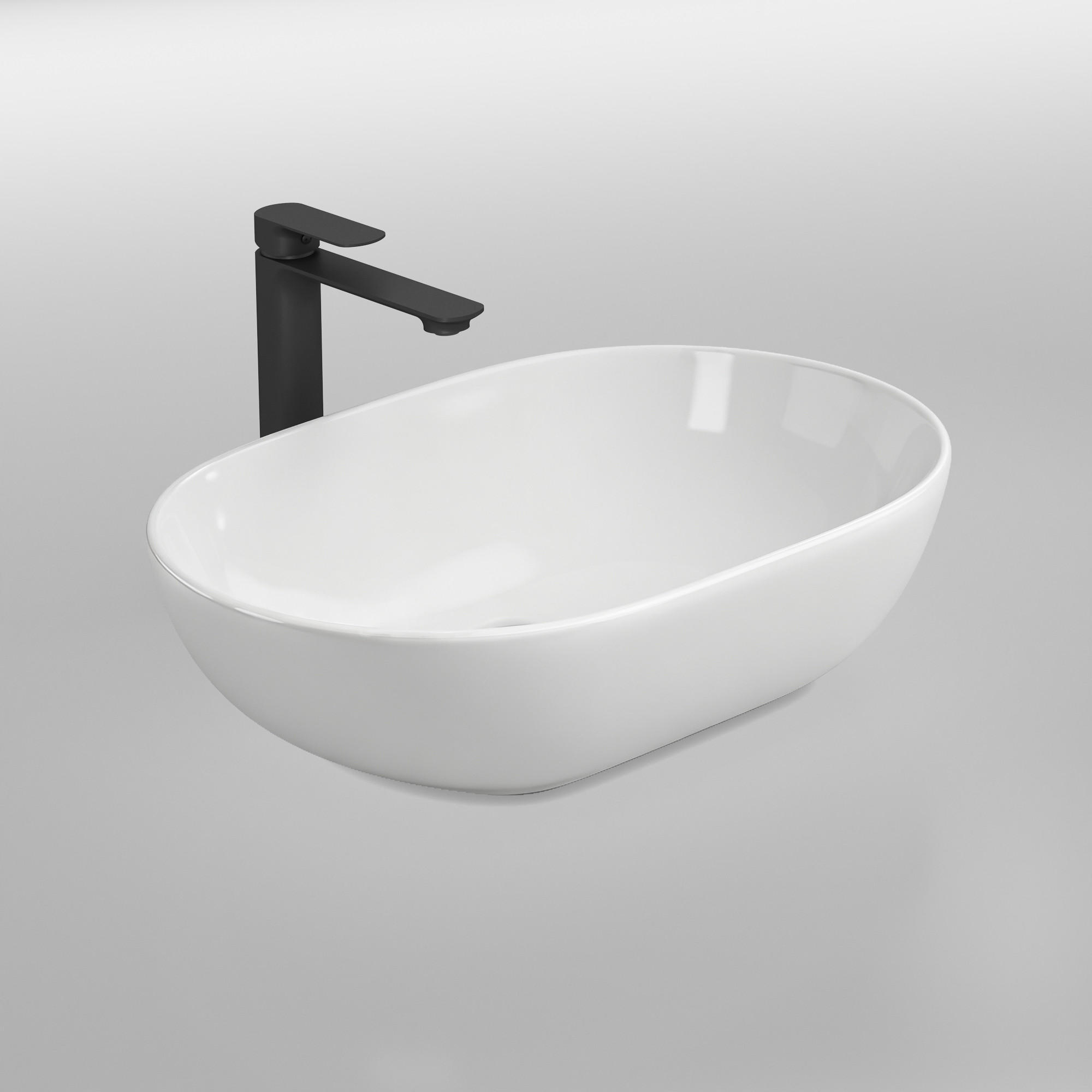 WASCHBECKEN Abgerundete Ecken Mattweiß 60 / 41,5 / 13,5 cm - Weiß, Keramik (41.5/13.5/60cm) - EMKE