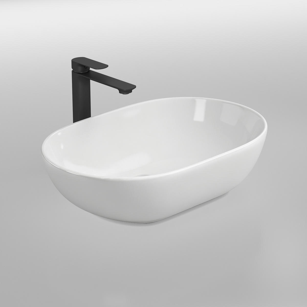 WASCHBECKEN Abgerundete Ecken Mattweiß 60 / 41,5 / 13,5 cm - Weiß, Keramik (41.5/13.5/60cm) - EMKE