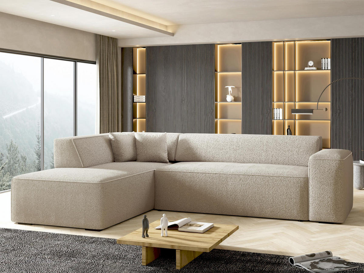 ECKSOFA Lordin Premium, Seite: Links - Naturfarben, Holz/Textil (267/205cm) - MIRJAN24