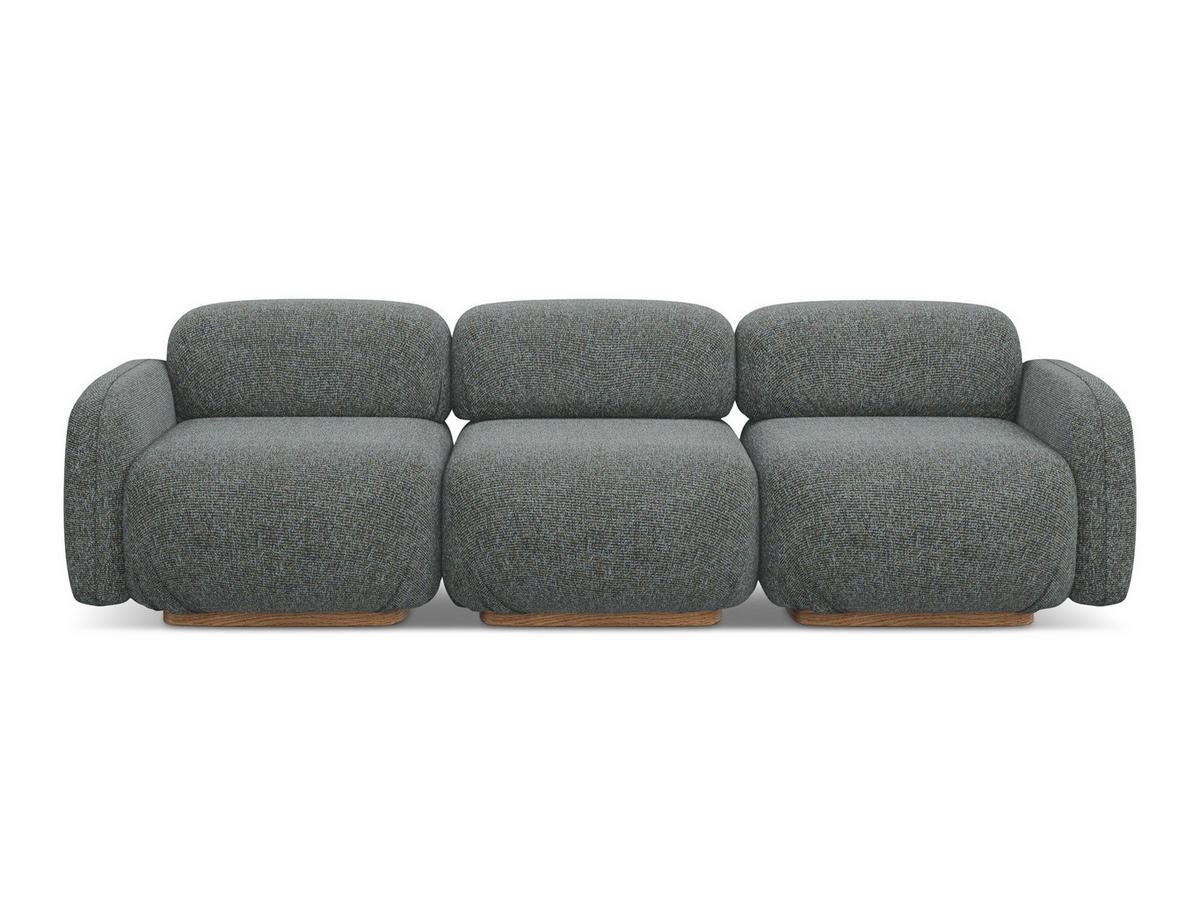 4-SITZER-SOFA Strukturstoff Stoff Grau - Dunkelgrau/Braun, Holz/Textil (270/73/95cm) - Makamii