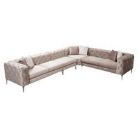 ECKSOFA mit großzügiger XXL Sitzfläche für die ganze Familie - Chromfarben/Beige, Holz/Textil (270/310cm) - myHomelando