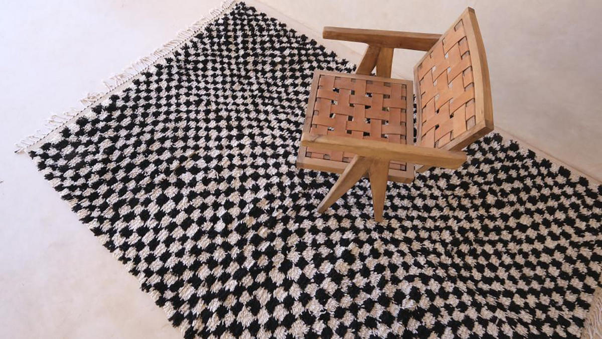 BERBERTEPPICH aus Marokko kariert 200x 300 cm - Schwarz, Naturmaterialien (200/300cm) - AFK Living