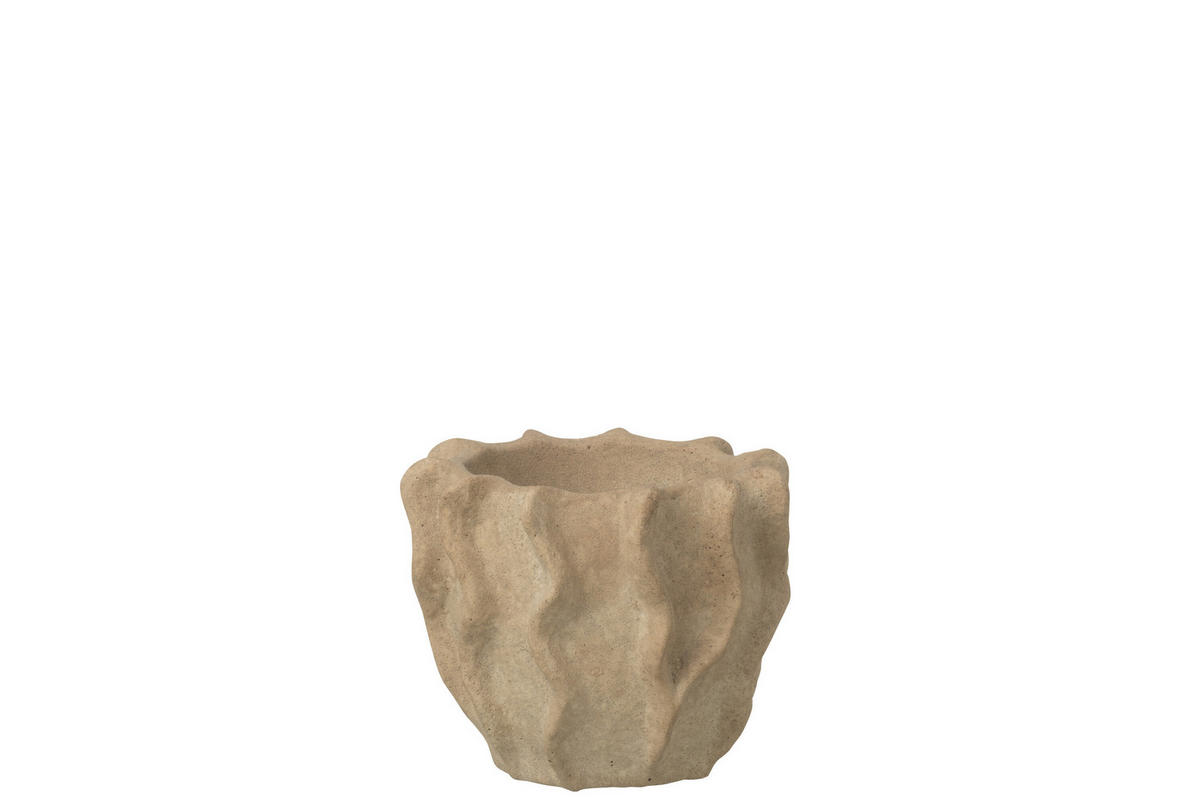 BLUMENTOPF RUND WELLE Beige - Beige, Stein (13.5/11cm) - J-Line