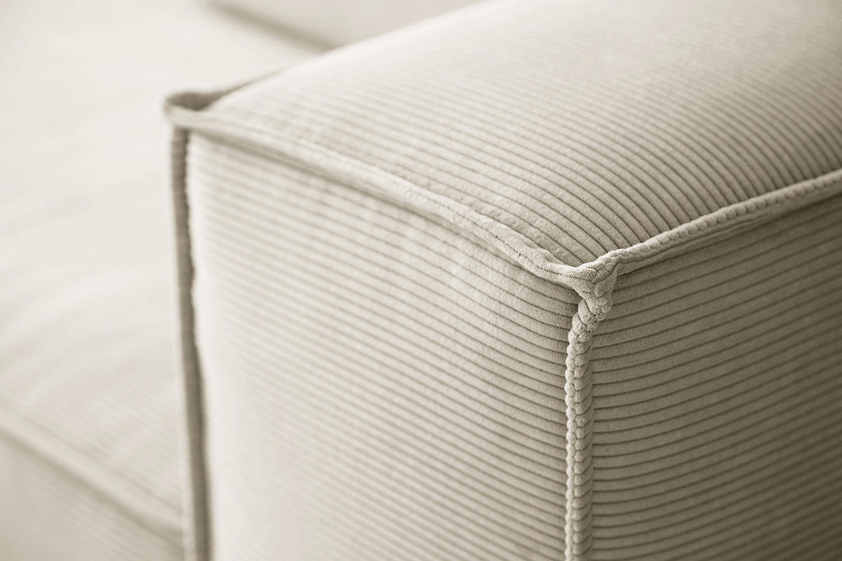 SOFA CARMO Weiß Cord - Schwarz/Weiß, Kunststoff/Textil (306/68/118cm) - KAWOLA