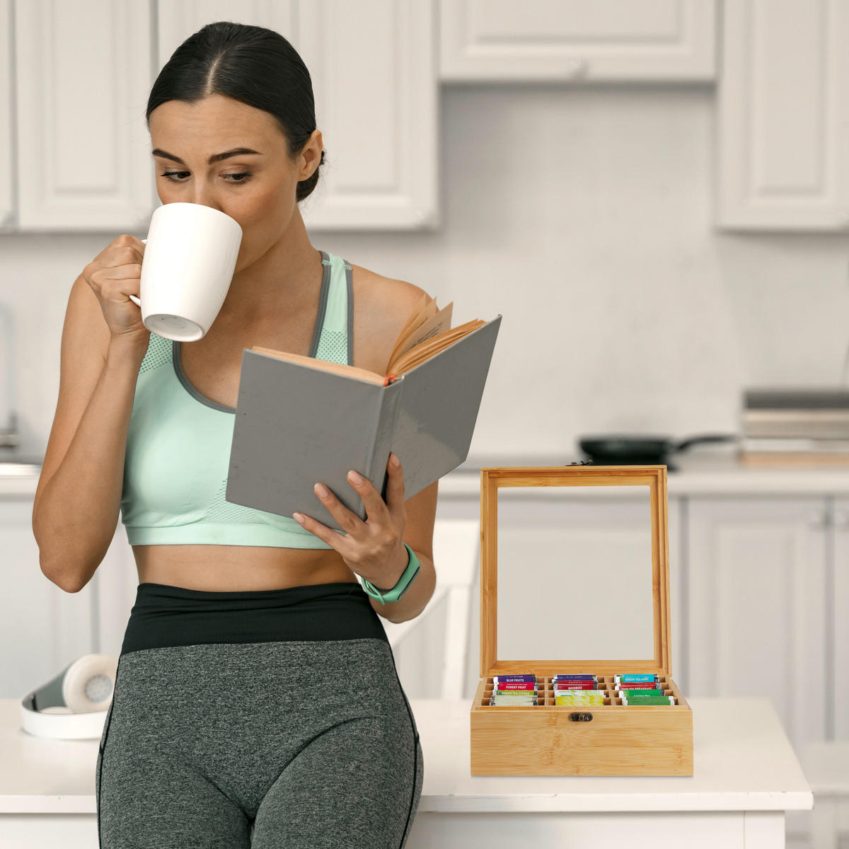 TEEBOX - Multicolor, Holz/Kunststoff (26.5/9.5/28.5cm) - Relaxdays