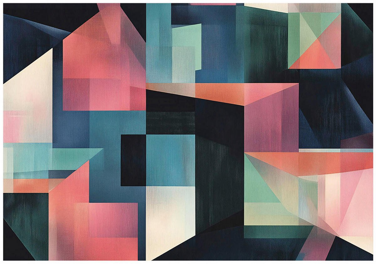 FOTOTAPETE Abstrakt Geomatisch Bunt Wohnzimmer Schlafzimmer 150x105 - Multicolor, Papier (150/105cm) - Wallarena