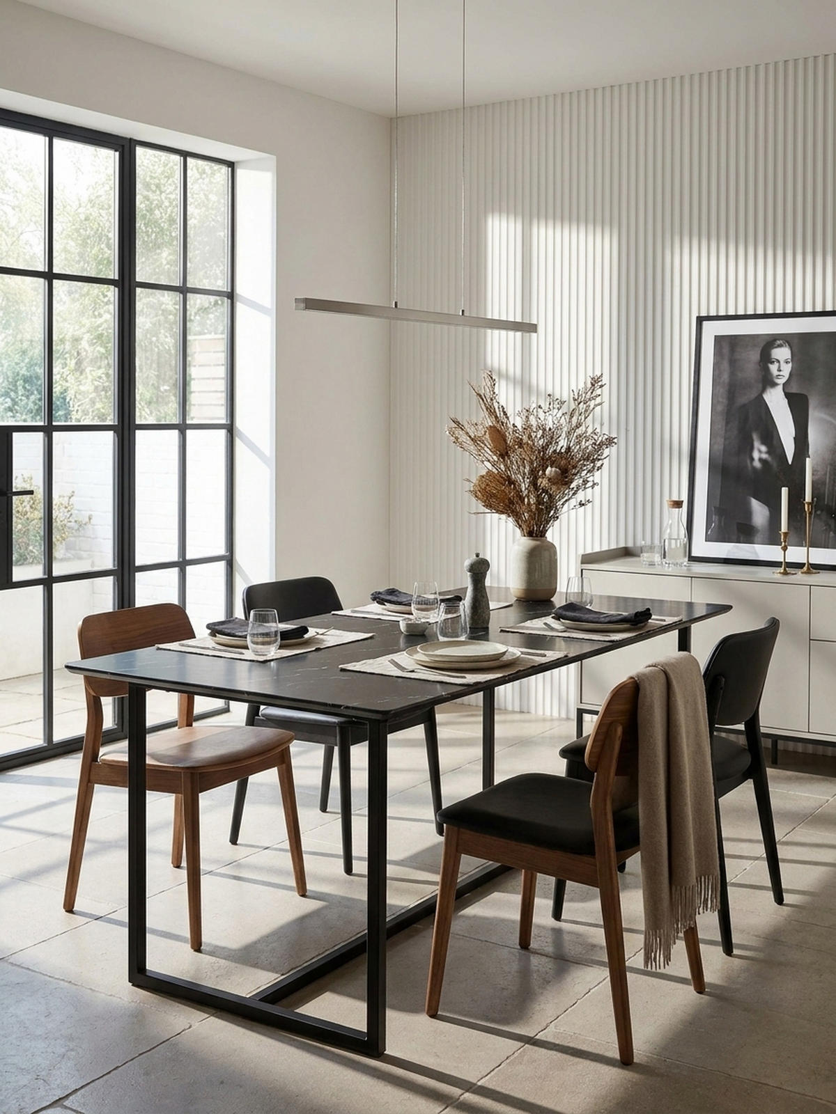 ESSTISCH Marmoroptik Metall Rechteckig Modern Klein, Schwarz 120x60x76 cm - Schwarz, Holzwerkstoff/Metall (60/120/76cm) - KADIMA DESIGN