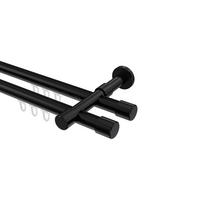 INNENLAUF-GARDINENSTANGEN-SET Prestige Santo 280 cm (geteilt in 2 x 140 cm), 2-läufig, 20 mm Ø Schwarz - Schwarz, Metall (280cm) - INTERDECO