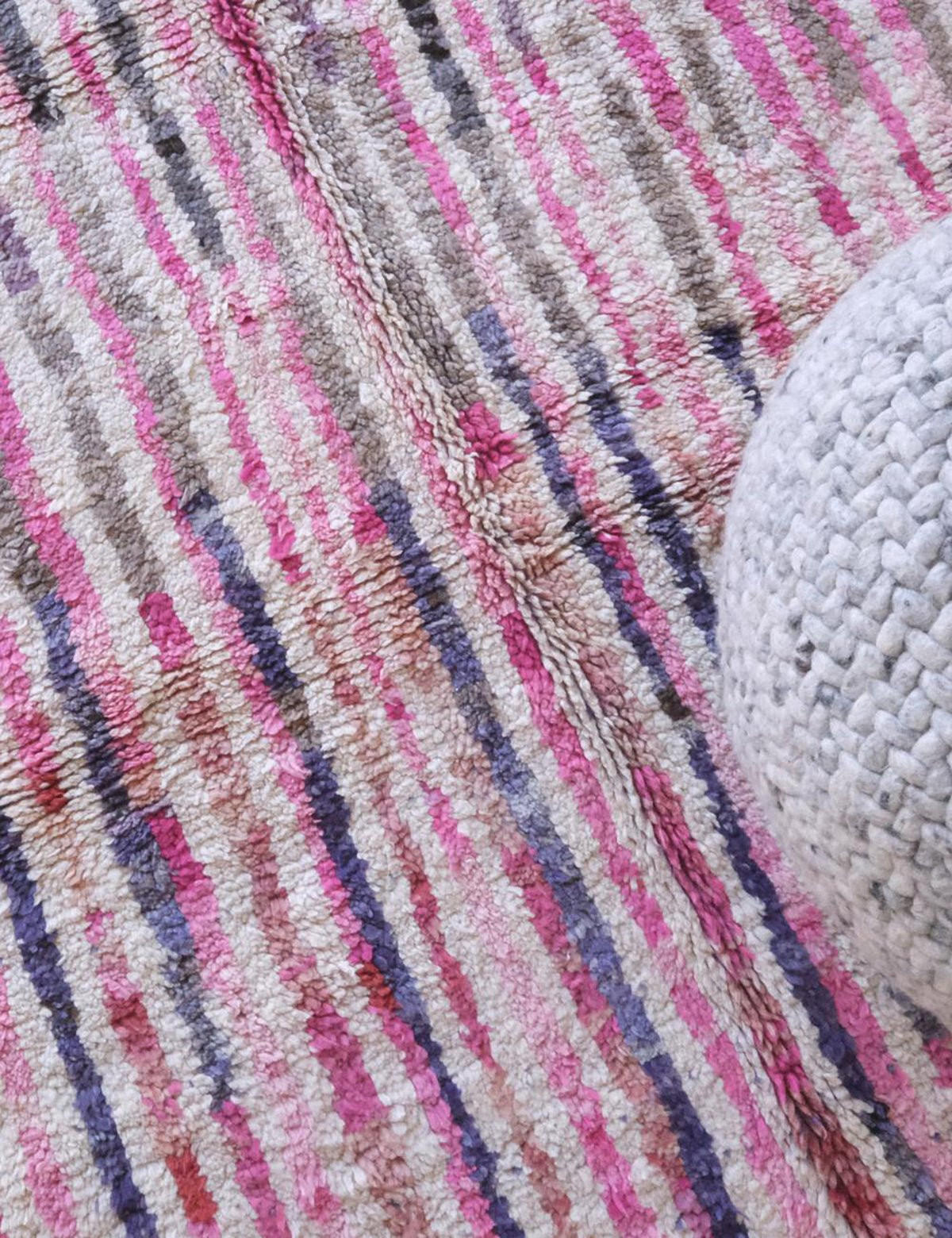 BERBERTEPPICH gestreift handgeknüpft aus Wolle 200x 300 cm - Pink, Naturmaterialien (200/300cm) - AFK Living