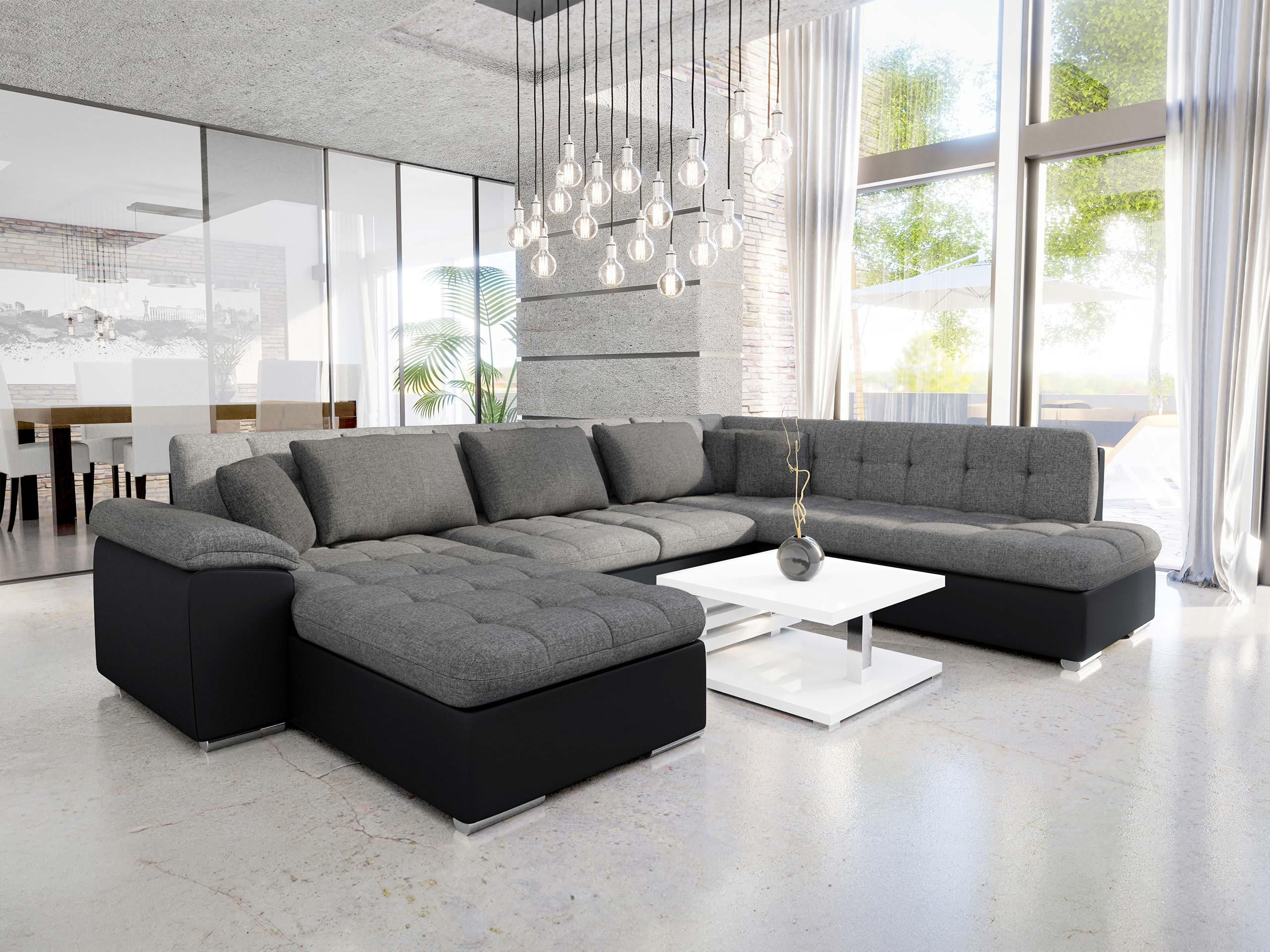 WOHNLANDSCHAFT Niko Bis Lux, Seite: Links - Schwarz, Holz/Textil (348/76/205cm) - MIRJAN24