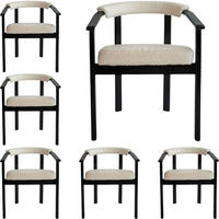 ESSZIMMERSTUHL KIRO 6er Set in Weiß Boucle mit schwarzen Buchenholzbeinen 56/55/73 cm - Schwarz/Weiß, Holz/Textil (58/72/47cm) - WFL GROUP
