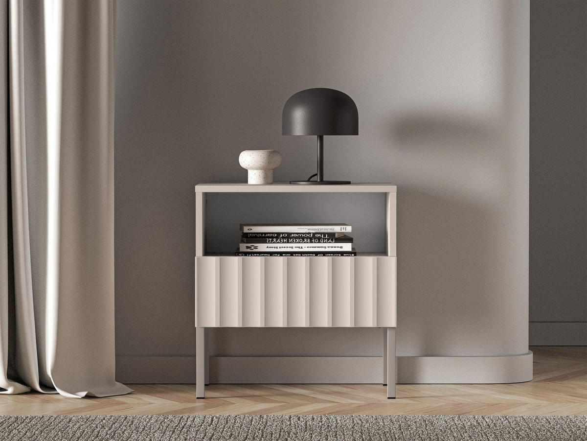 NACHTTISCH Derriva Hellbeige 50 cm - Ecru/Beige, Holzwerkstoff/Metall (50/53/35.2cm) - Selsey
