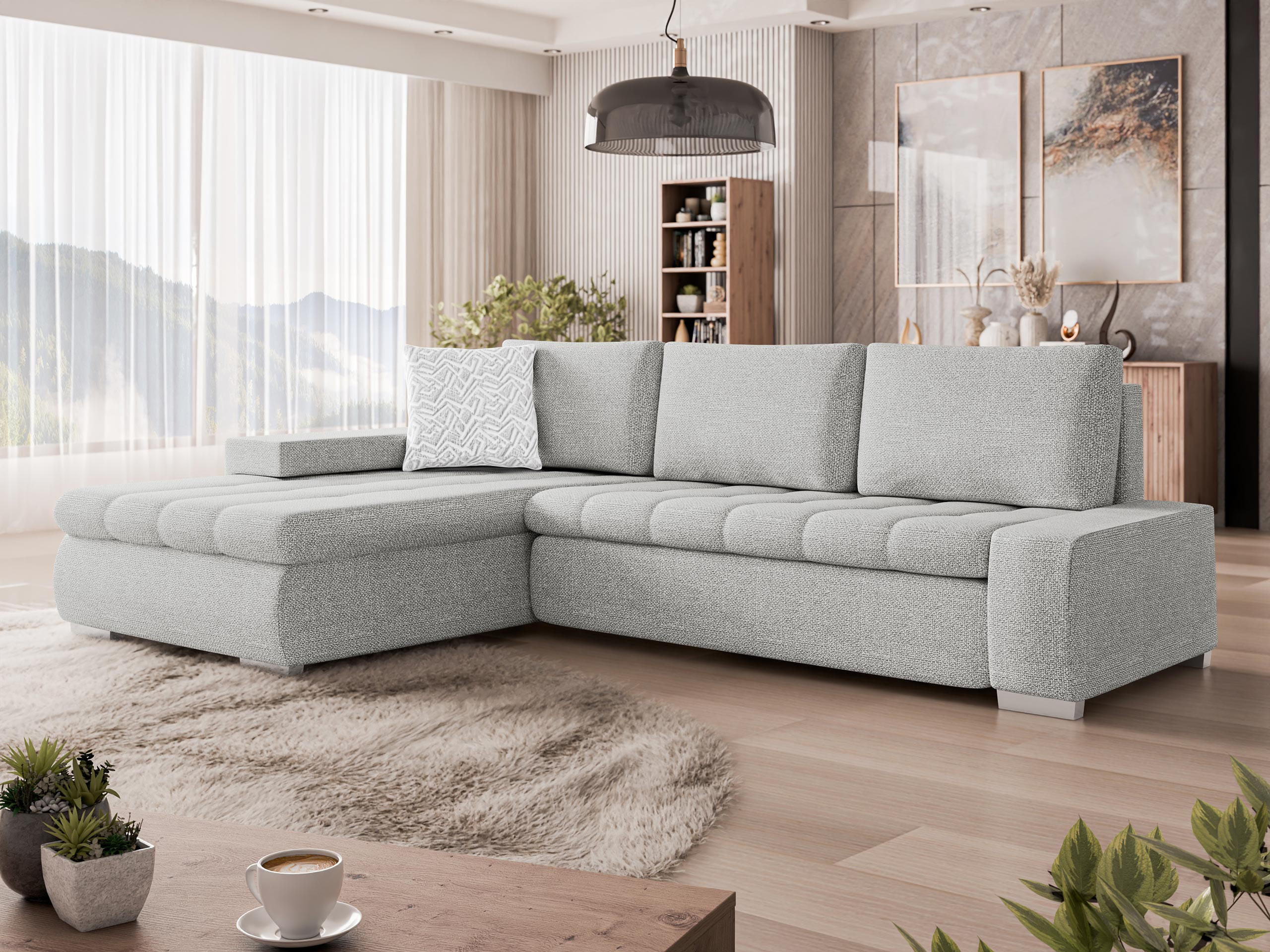 ECKSOFA Orkan Mini Premium - Silberfarben, Holz/Textil (265/185cm) - MIRJAN24